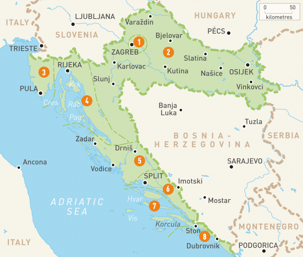 Map Of Croatia | Croatia Regions | Rough Guides - Printable Map Of Croatia