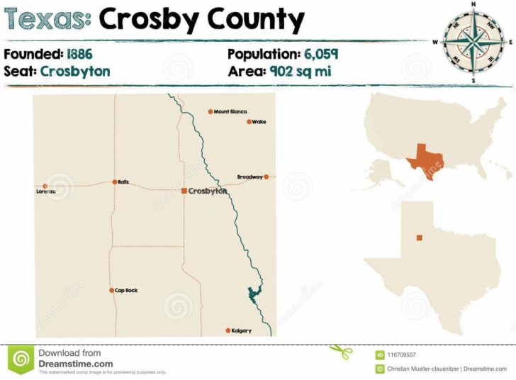 Map Of Crosby County In Texas Stock Vector Illustration Of Highway