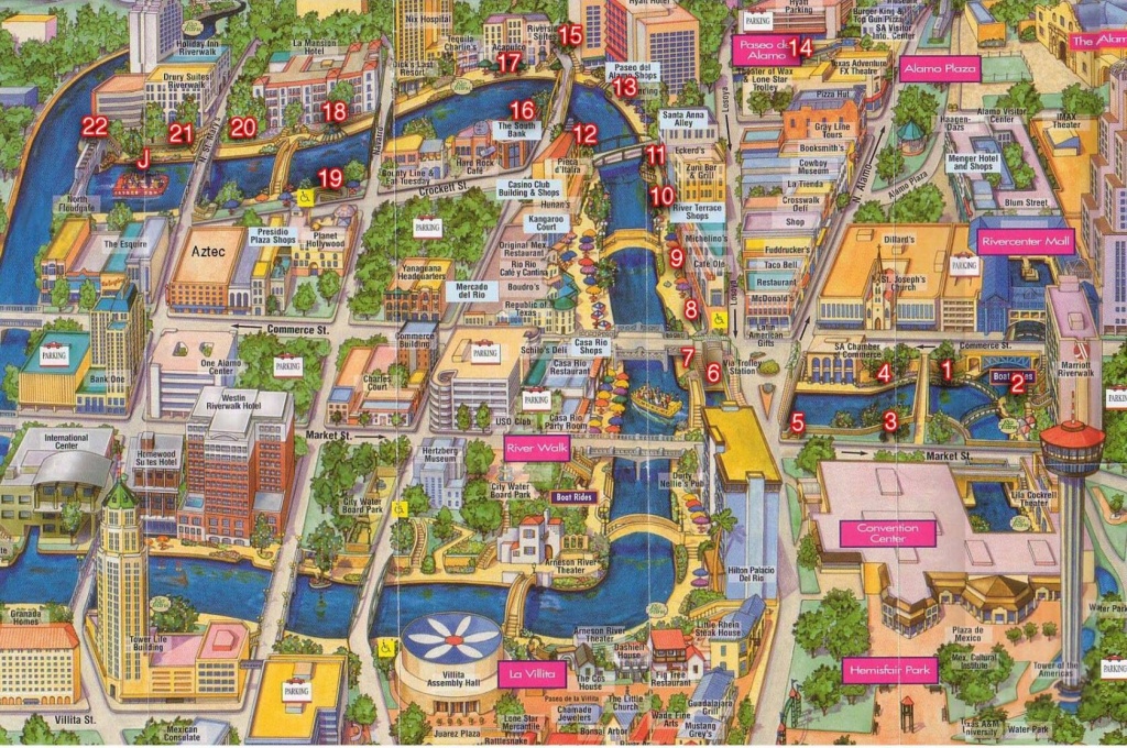 Map Of Downtown And Sa River. | San Antonio, Tx. &amp;amp; Surrounding Areas - Map Of Downtown San Antonio Texas