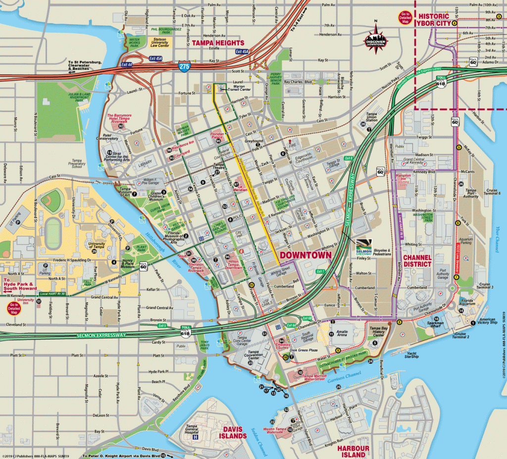 Map Of Downtown Tampa - Interactive Downtown Tampa Florida Map - Tampa Florida Airport Hotels Map