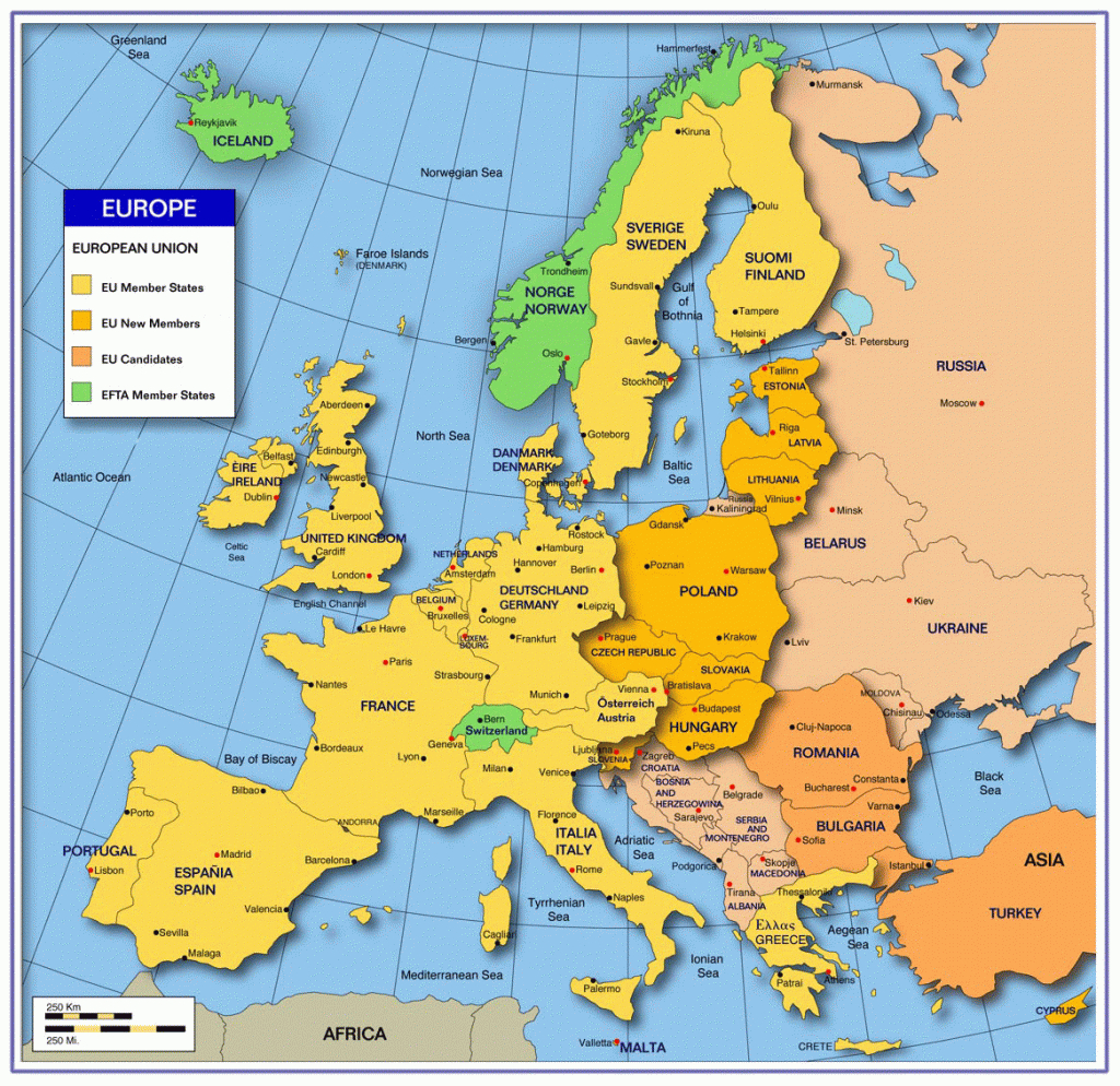Map Of Europe, Printable Europe Map, Europe Political Map - Europe Travel Map Printable