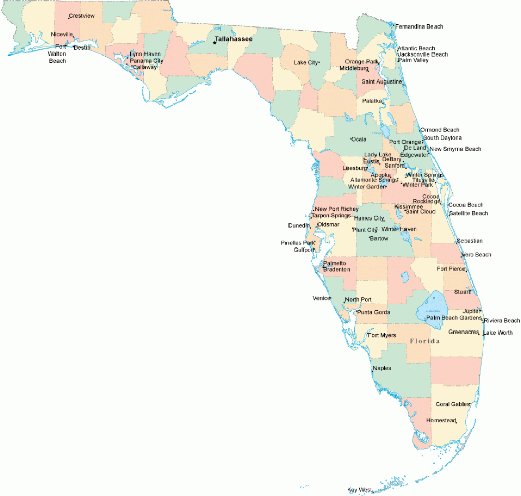 Map Of Florida Coastal Towns And Travel Information | Download Free - Map Of Florida Beach Towns