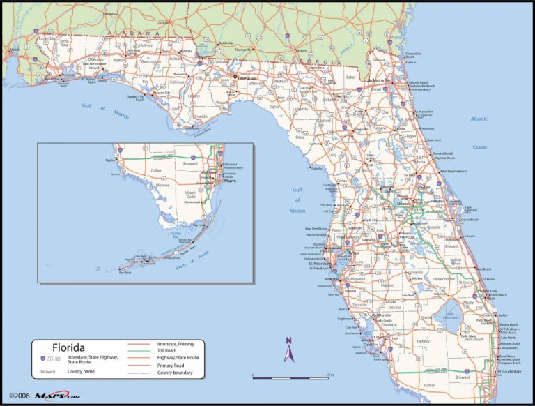 Map Of Florida State - Maps - Map Of Florida Counties And Cities ...