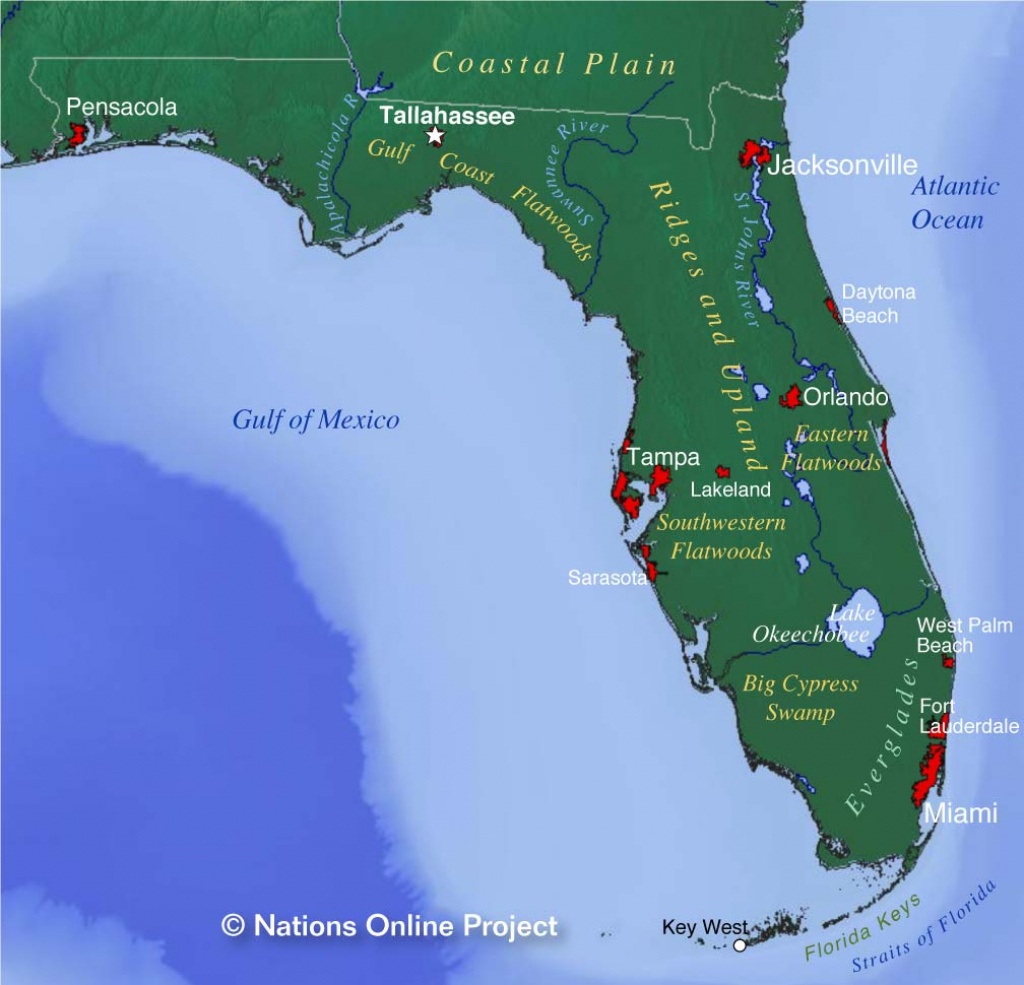 Map Of Florida State, Usa - Nations Online Project - Cypress Key Florida Map