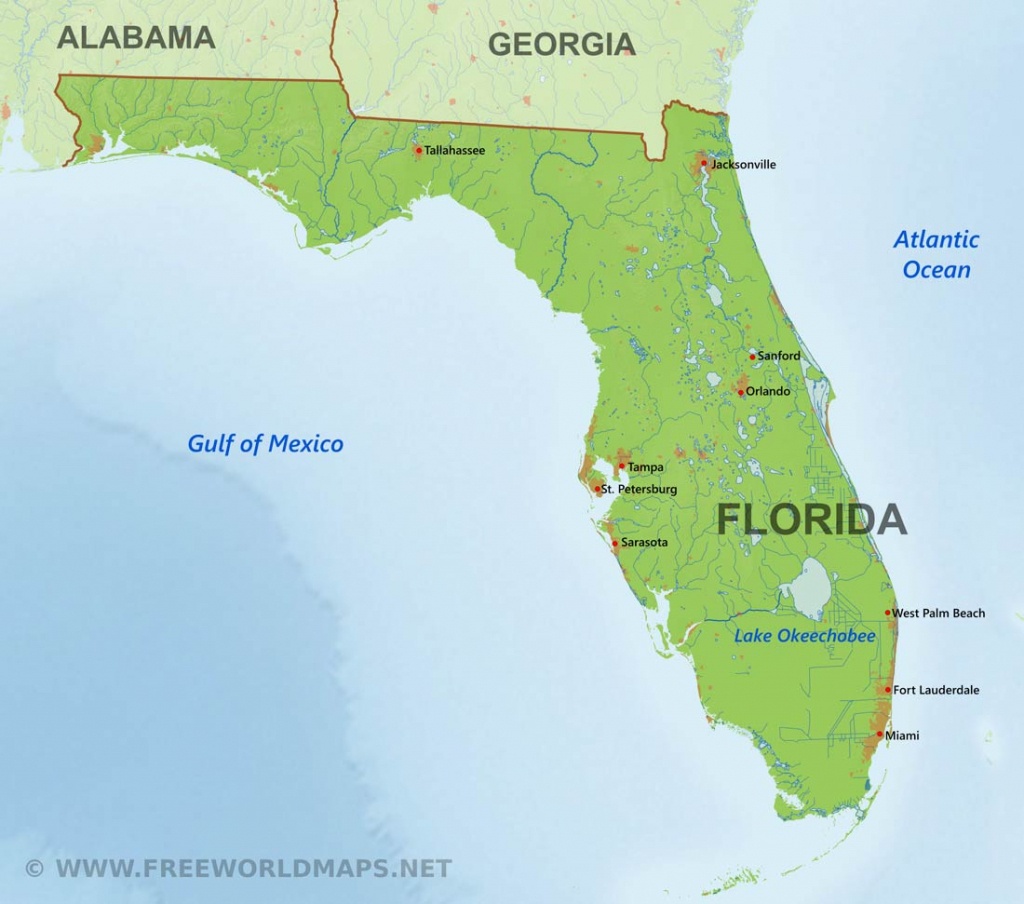 Map Of Florida Usa Counties With Cities Beaches West East Coast Airports - Printable Map Of Florida Gulf Coast