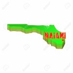 Map Of Florida With Miami Icon In Cartoon Style Isolated On White..   Florida Cartoon Map