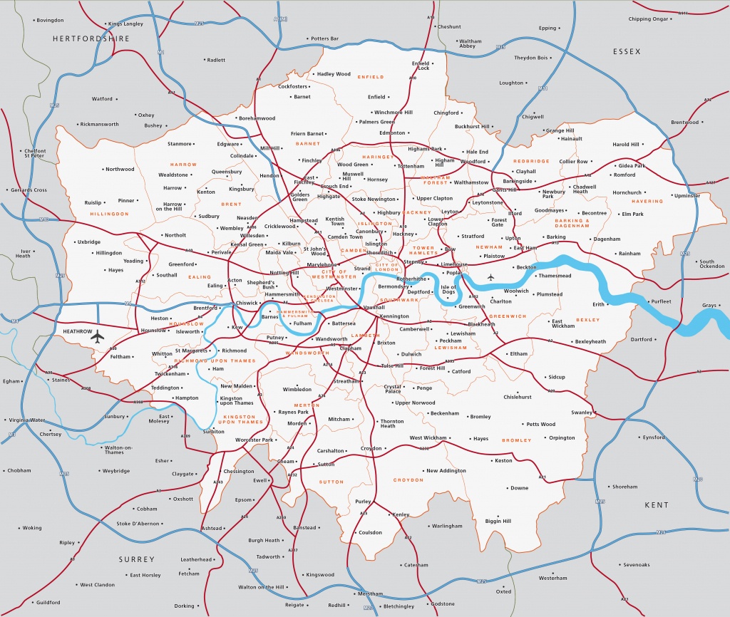 Map Of Greater London Districts And Boroughs - Maproom - Printable Map Of London Boroughs