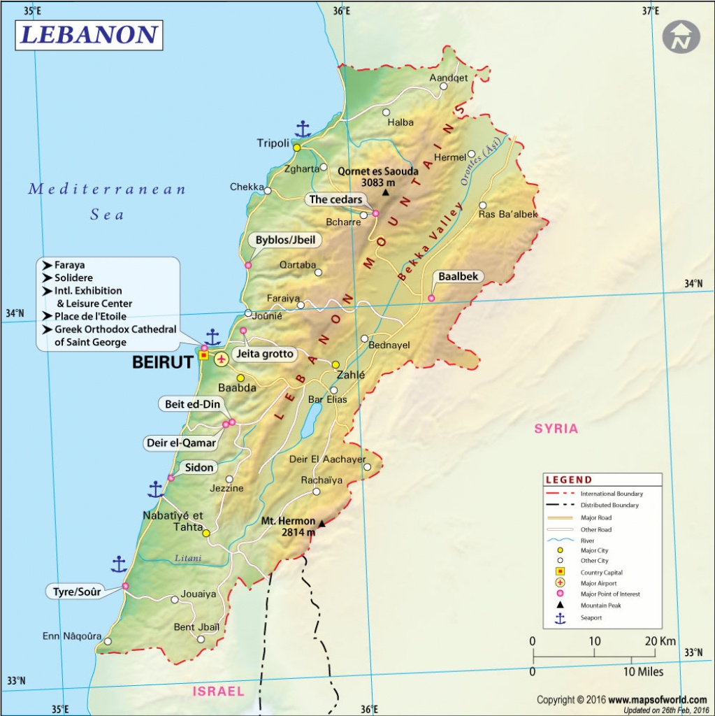 Map Of Lebanon - Printable Map Of Lebanon
