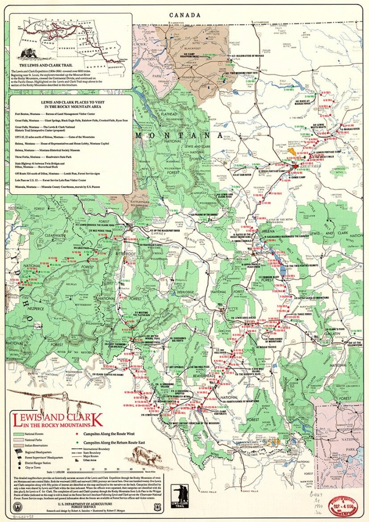 Map Of Lewis And Clark In Rocky Mountains. Print Poster 4829 - Lewis And Clark Printable Map