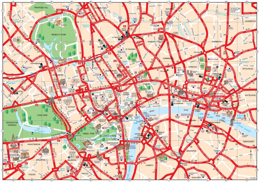 Map Of London Tourist Attractions, Sightseeing &amp;amp; Tourist Tour - Printable Street Map Of Central London