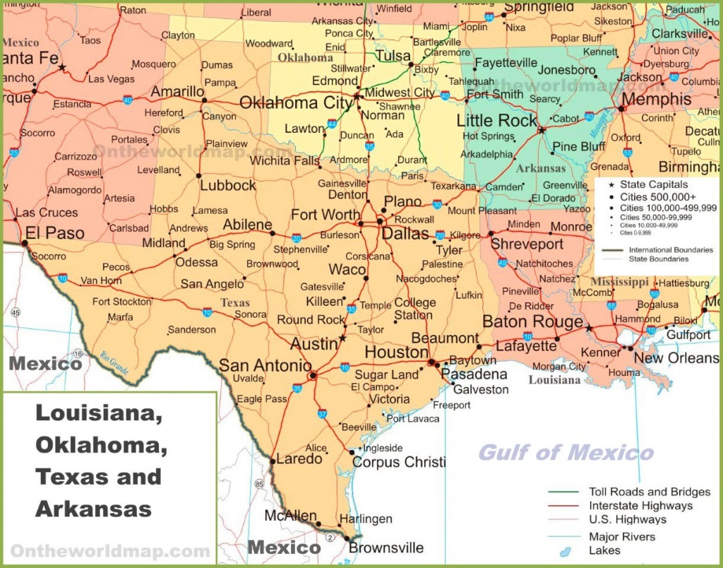 Map Of Louisiana, Oklahoma, Texas And Arkansas - Map Of Oklahoma And Texas Together