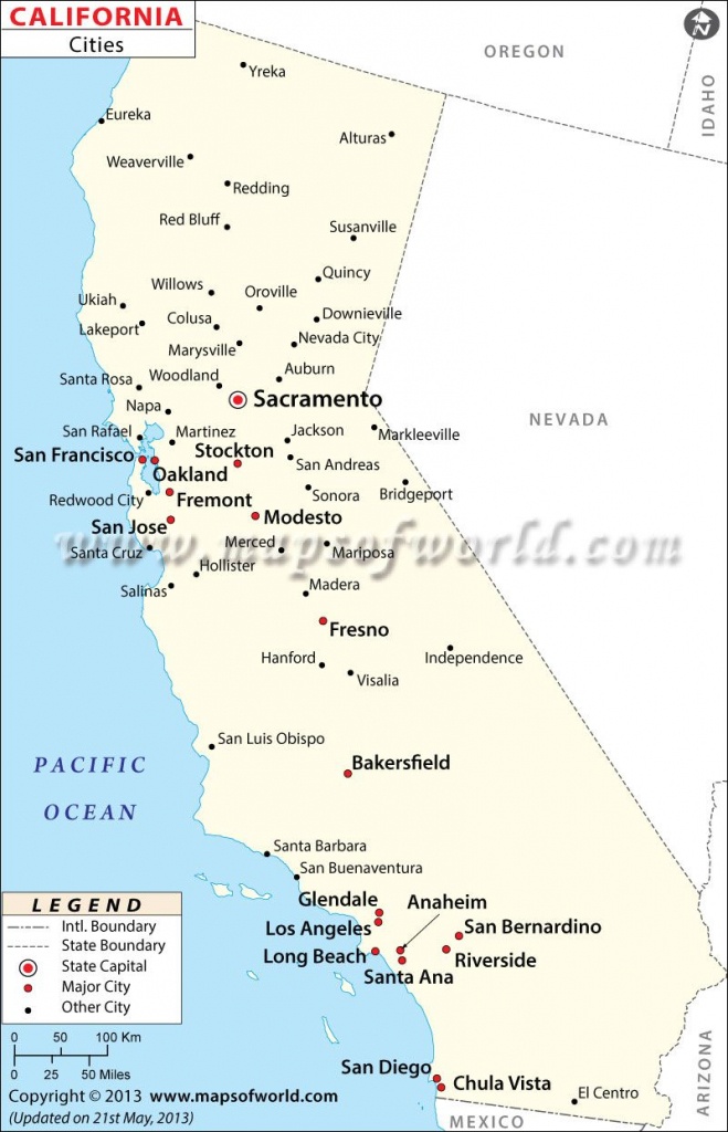 Map Of Major Cities Of California | Maps In 2019 | California Map - California Map And Cities