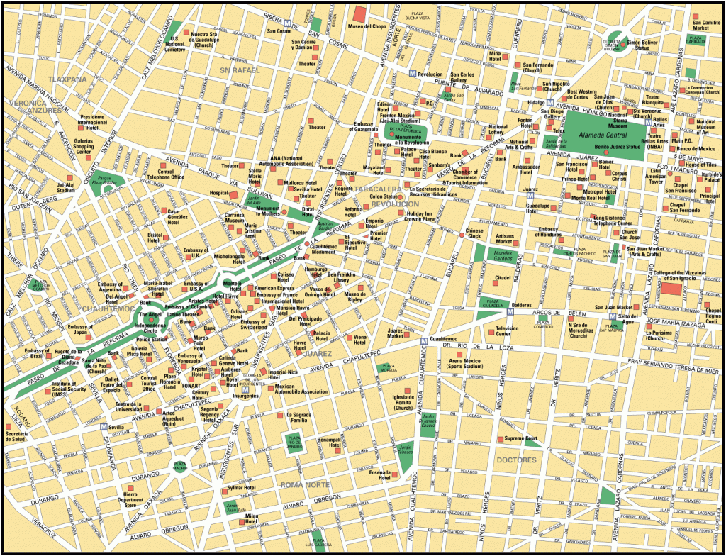 tourist mexico city map