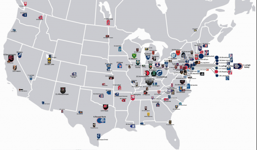 Map Of Mlb Ballparks Baseball Teams In Us Minor Leagues 0 Refrence - Printable Map Of Mlb Stadiums