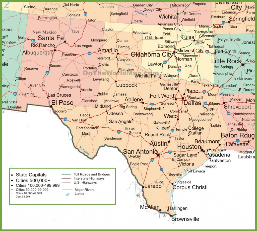 Map Of New Mexico, Oklahoma And Texas - Texas Louisiana Border Map