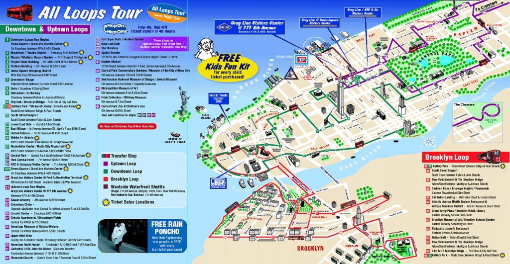 Map Of New York City Attractions Printable |  Tourist Map Of New - Manhattan Map With Attractions Printable