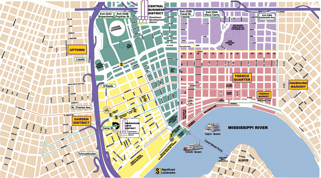 Map Of Nola&amp;#039;s Districts | Nola Travels | New Orleans Travel Guide - Printable Walking Map Of New Orleans