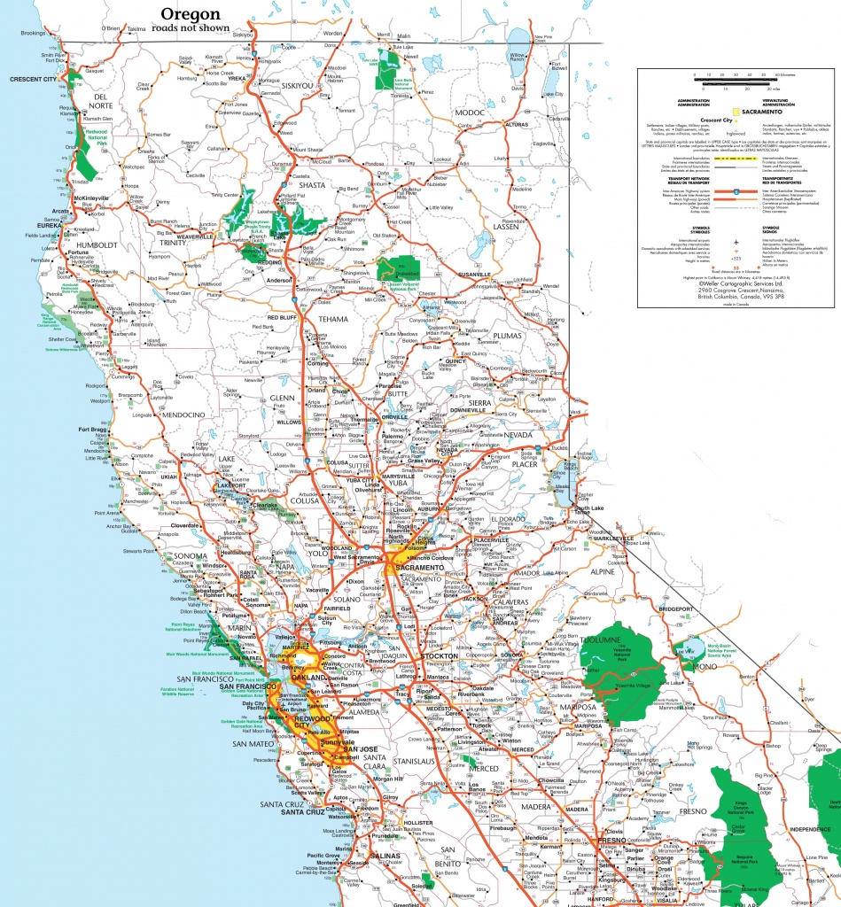 Map Of Northern California - Road Map Of Northern California Coast