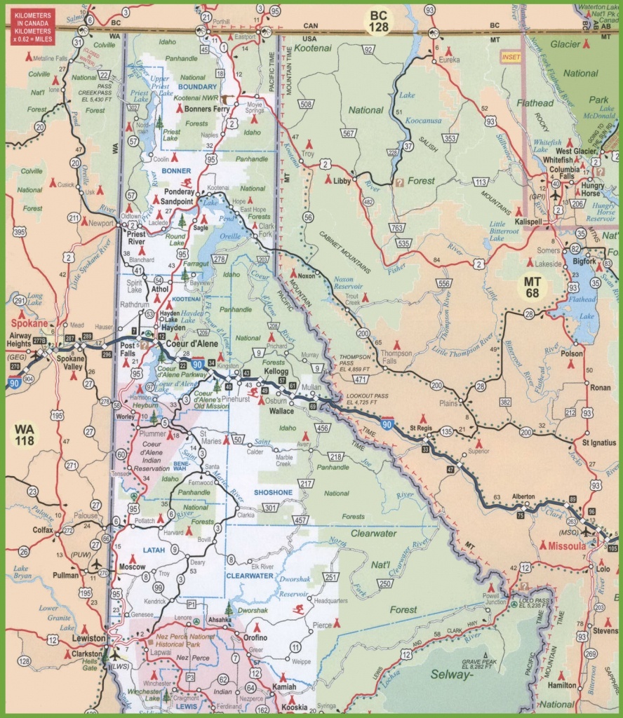 Map Of Northern Idaho Printable Map Of Idaho 