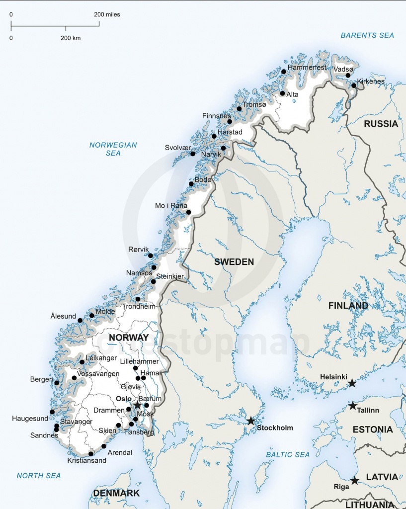 Map Of Norway Political | Homeschool | Norway Map, Map Vector, Map - Printable Map Of Norway With Cities