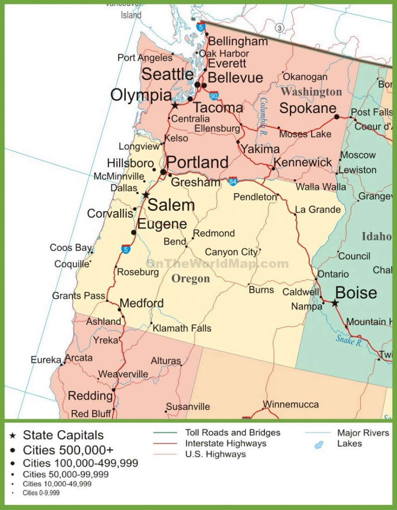 Map Of Oregon And Washington - California Oregon Washington Road Map