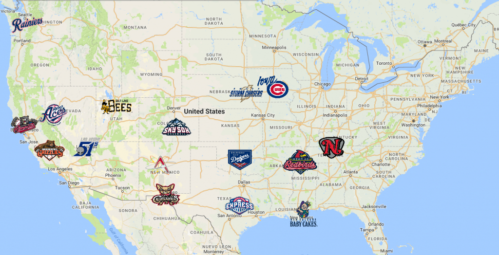 Map Of Pacific Coast League (Pcl) Teams | Minor League Baseball - California Baseball Teams Map