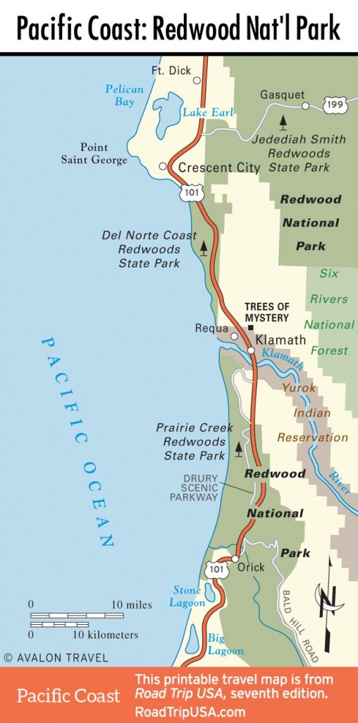 Map Of Pacific Coast Through Redwood National Park. | Pacific Coast - Redwood Forest California Map