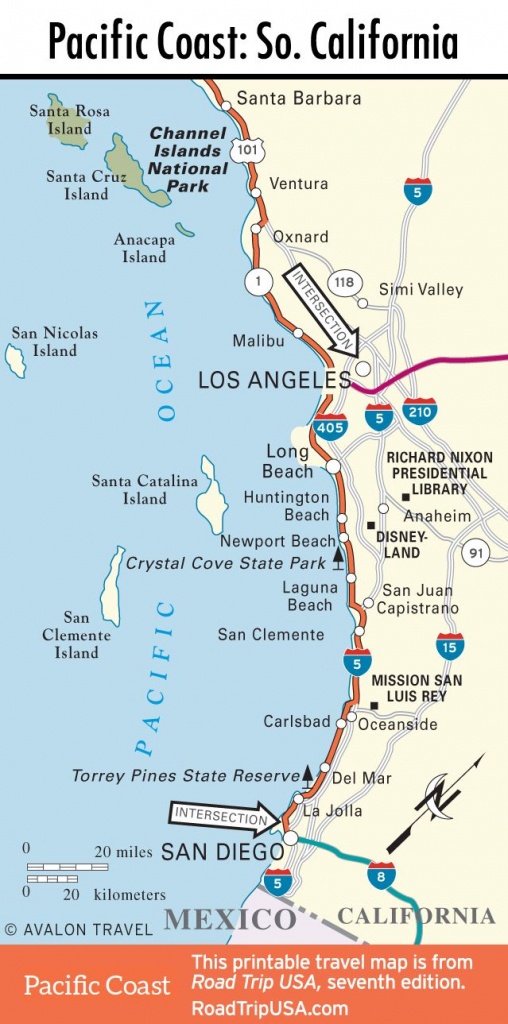 Map Of Pacific Coast Through Southern California. | Southern - California Coast Map Road Trip