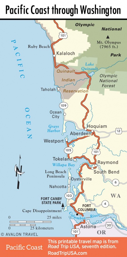 Map Of Pacific Coast Through Southern Washington Coast. | Bucket - Oregon California Coast Map