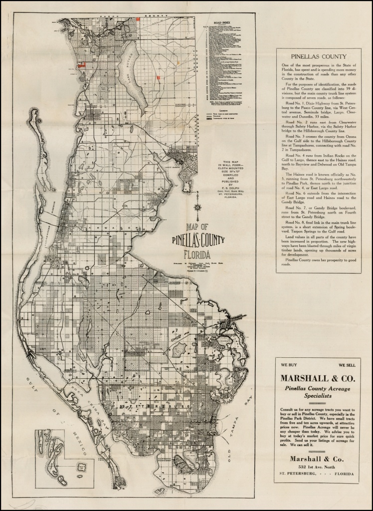 Map Of Pinellas County Florida . . . 1925 - Barry Lawrence Ruderman - Antique Florida Maps For Sale