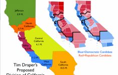 Map Of Proposal To Divide California Into Six States [1000X794 - Divide California Map
