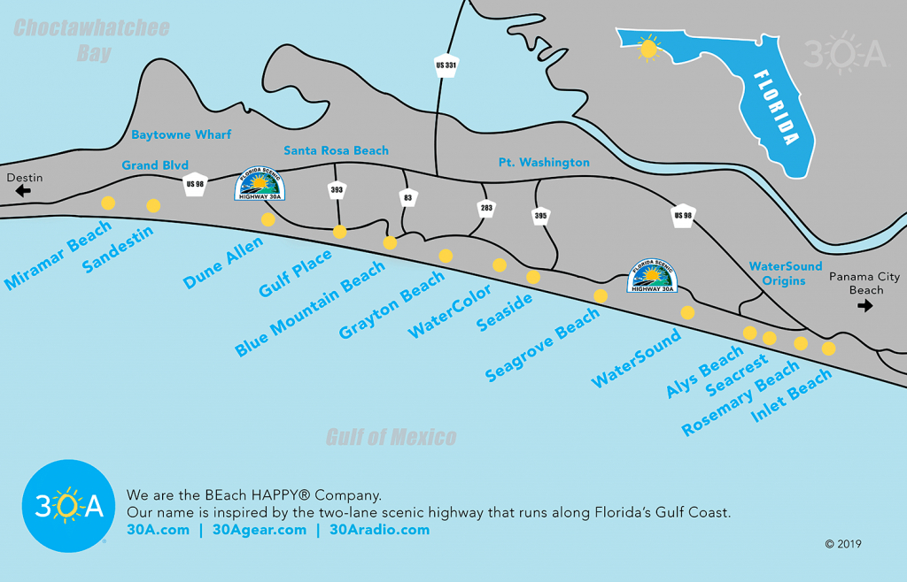 Map Of Scenic 30A And South Walton, Florida - 30A - Grayton Beach Florida Map