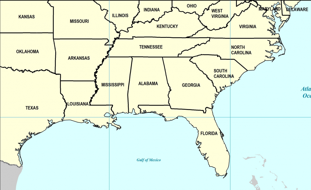 Map Of Southeast Us States | Sitedesignco - Printable Map Of Southeast United States