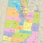 Map Of State Of Utah, With Outline Of The State Cities, Towns And   Utah Road Map Printable