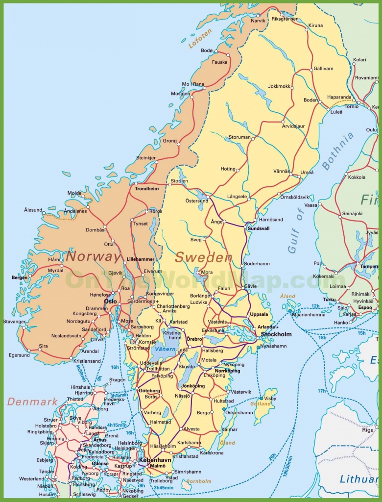 Map Of Sweden, Norway And Denmark - Printable Map Of Norway With Cities