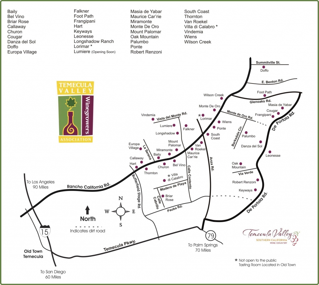 Map Of Temecula Wine Country In Southern California | Wine Country - Temecula Winery Map Printable