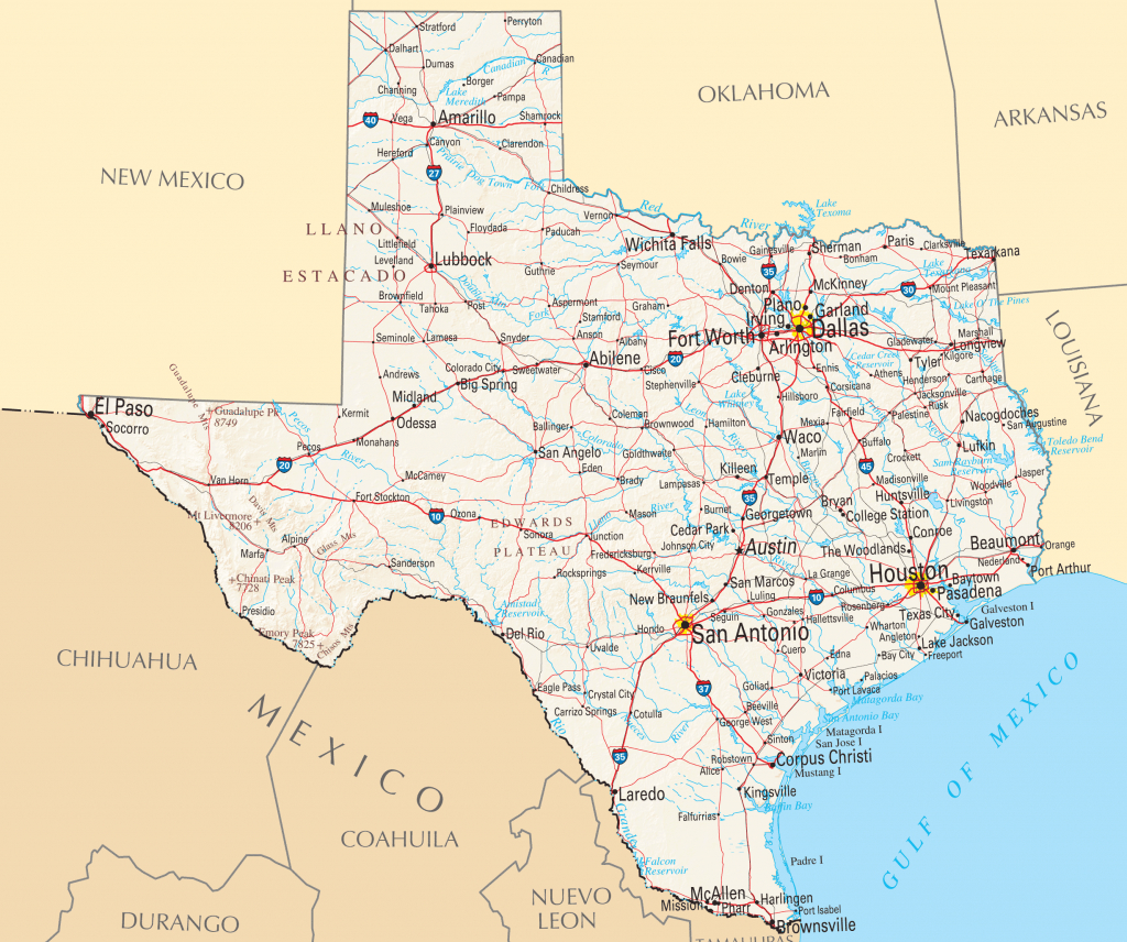 Map Of Texas Cities And Roads And Travel Information | Download Free - Texas Road Map With Cities And Towns
