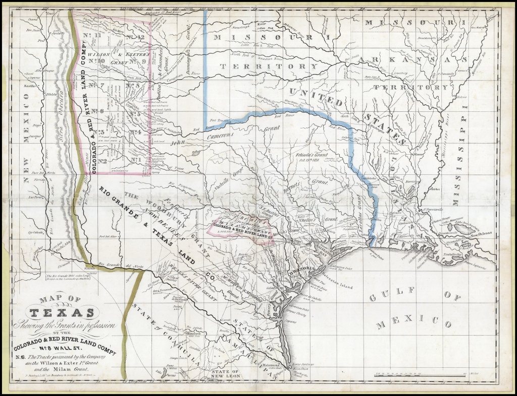 Map Of Texas Shewing The Grants In Possession Of The Colorado &amp;amp; Red - Texas Land Grants Map