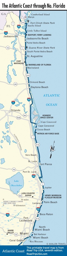 Map Of The Atlantic Coast Through Northern Florida. | Florida A1A - Map Of Florida East Coast