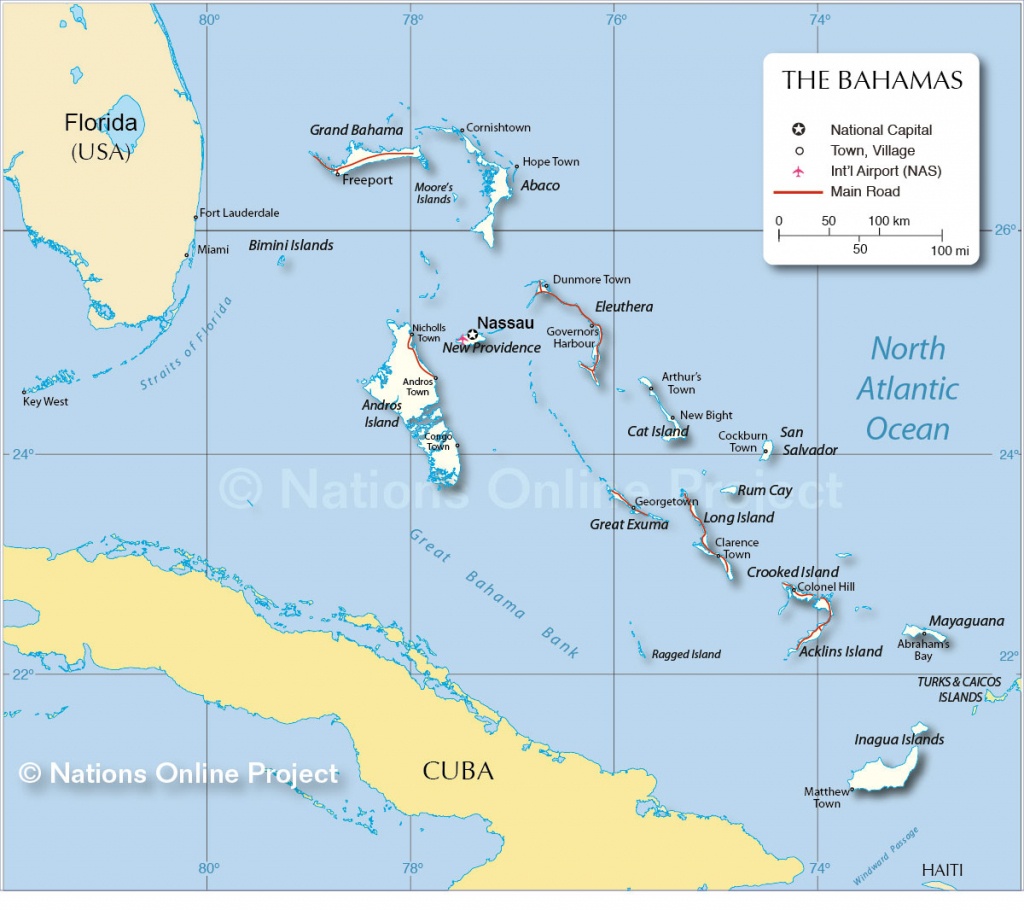 Map Of The Bahamas - Nations Online Project - Map Of Florida And Freeport Bahamas