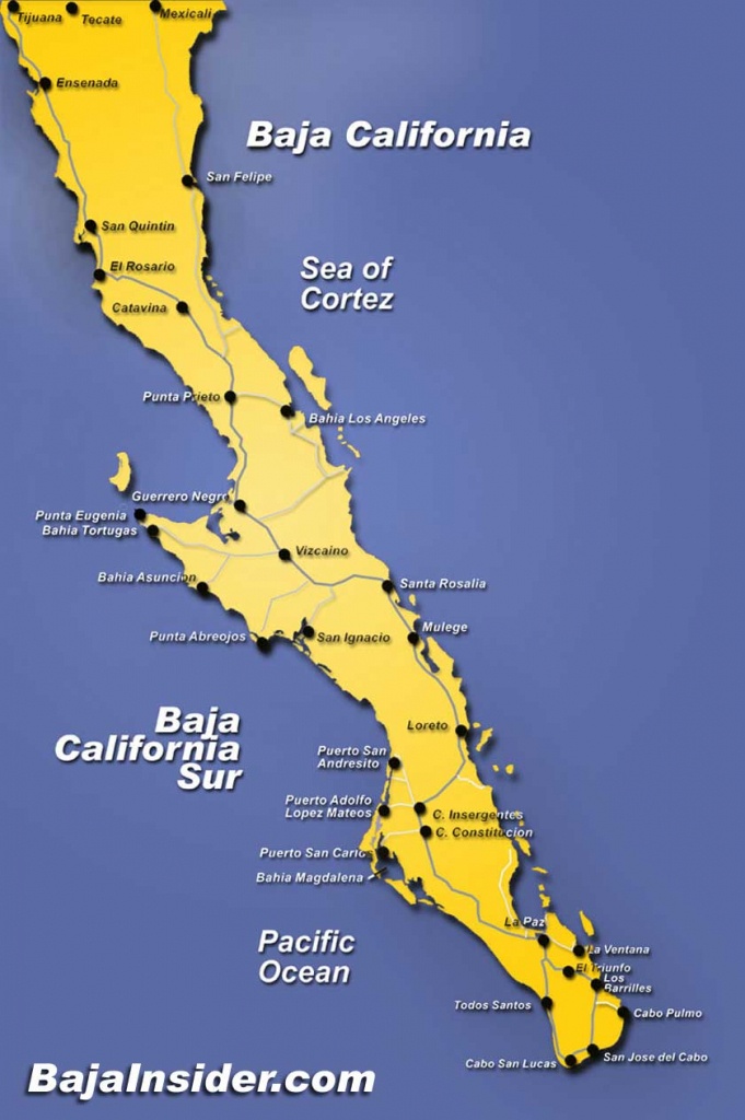 Map Of The Baja California Peninsula Of Mexico | Bajainsider - Map Of Baja California Mexico
