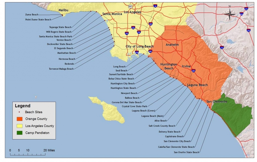 Map Of The Beaches In Southern California – Map Of Usa District - Southern California Beach Towns Map