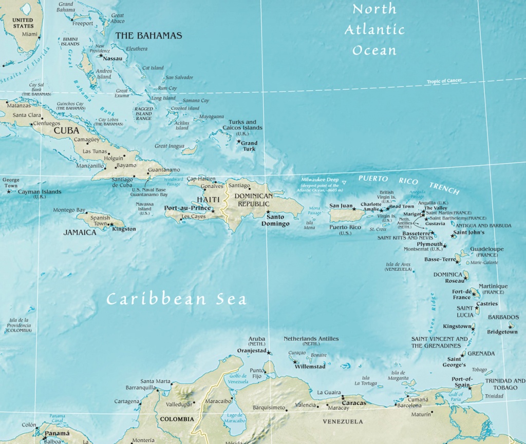 Map Of The Caribbean Region - Free Printable Map Of The Caribbean Islands