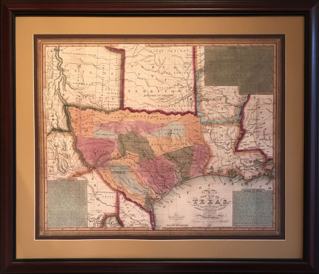 Map Of The Early Texas Land Grants - Gallery Of The Republic - Framed Texas Map
