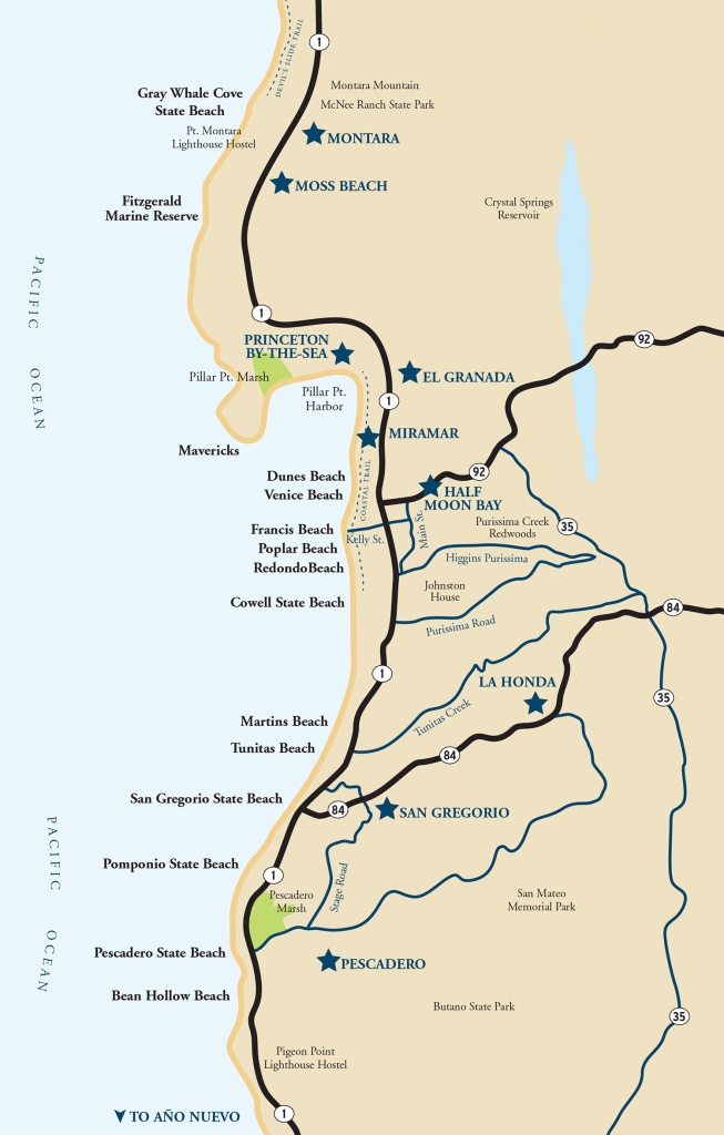Map Of The Half Moon Bay Coastside | Visit Half Moon Bay - Map Of California Coast Beaches