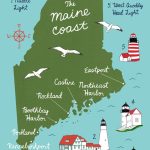 Map Of The Maine Coast! | * M Y   W O R K * | Map Art, Art Prints Et Art   Printable Map Of Maine Lighthouses