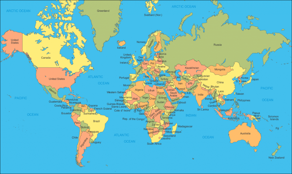 Map Of The World A4 Size | World Political Map - The World Maps! I - World Map Printable A4
