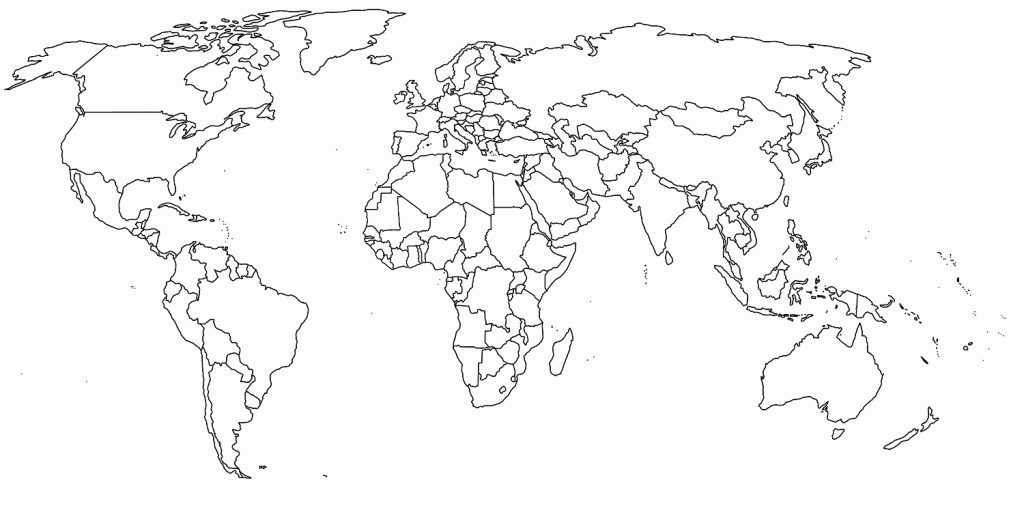 Map Of The World Coloring Page Free Printable For | The World - Printable World Map No Labels