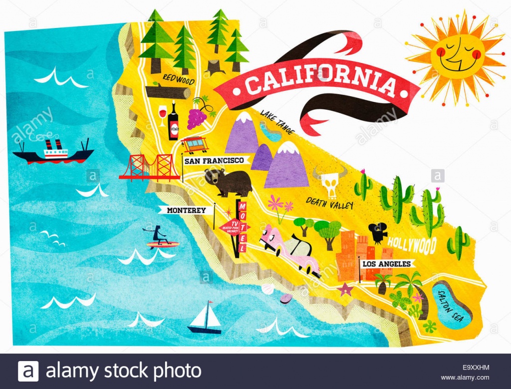 Map Of Tourist Attractions In California Stock Photo: 74965008 - Alamy - California Tourist Map