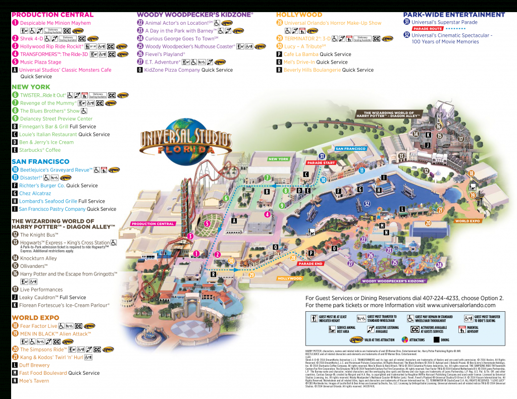 Map Of Universal Studios, Orlando Florida 2015 - 1✓ , 2✓ , 3 - Printable Map Of Universal Studios Orlando